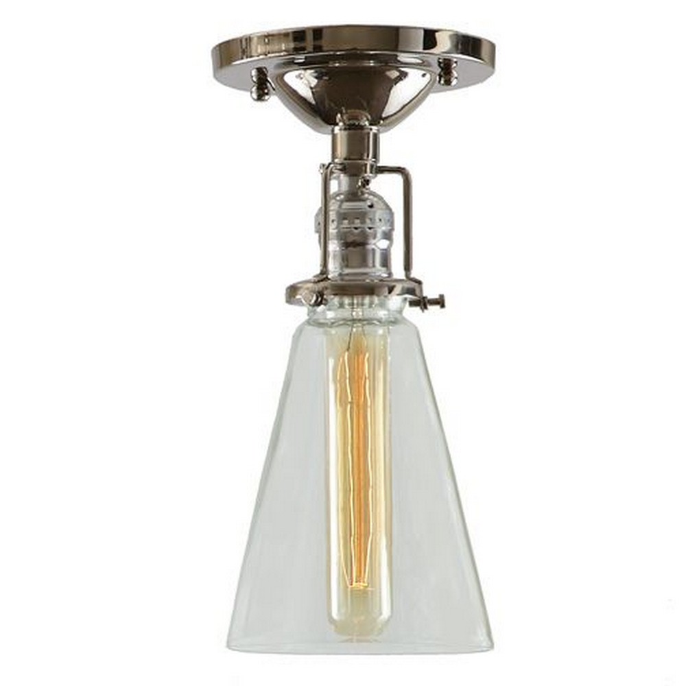JVI Designs-1202-15 S10-Union Square - One Light Flush Mount Polished Nickel Finish  7 Wide, Clear Mouth Blown Glass Shade
